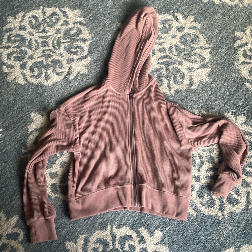 Abercrombie, cropped waffle full zip